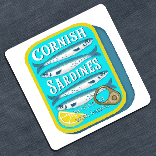 Sardine tin coaster blue (image for) Sardine tin coaster blue